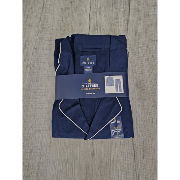 Stafford Sleepwear 2 Pc Long Sleeve Long Leg Pajamas Blue Men's XXLT NEW - Picture 1 of 4